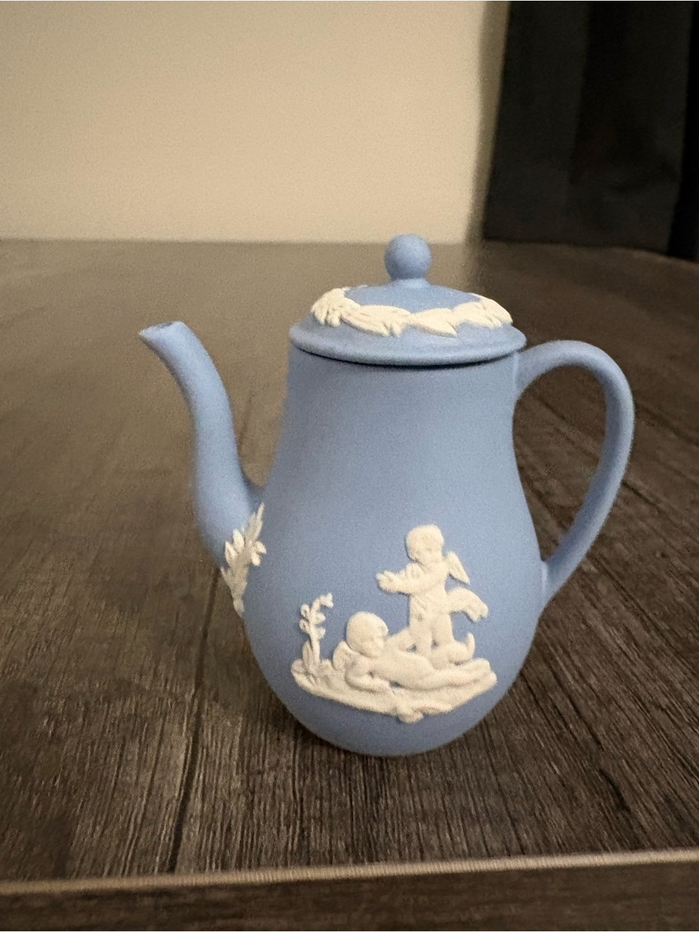 Wedgwood Pale Blue Jasperware Discontinued Miniature Teapot